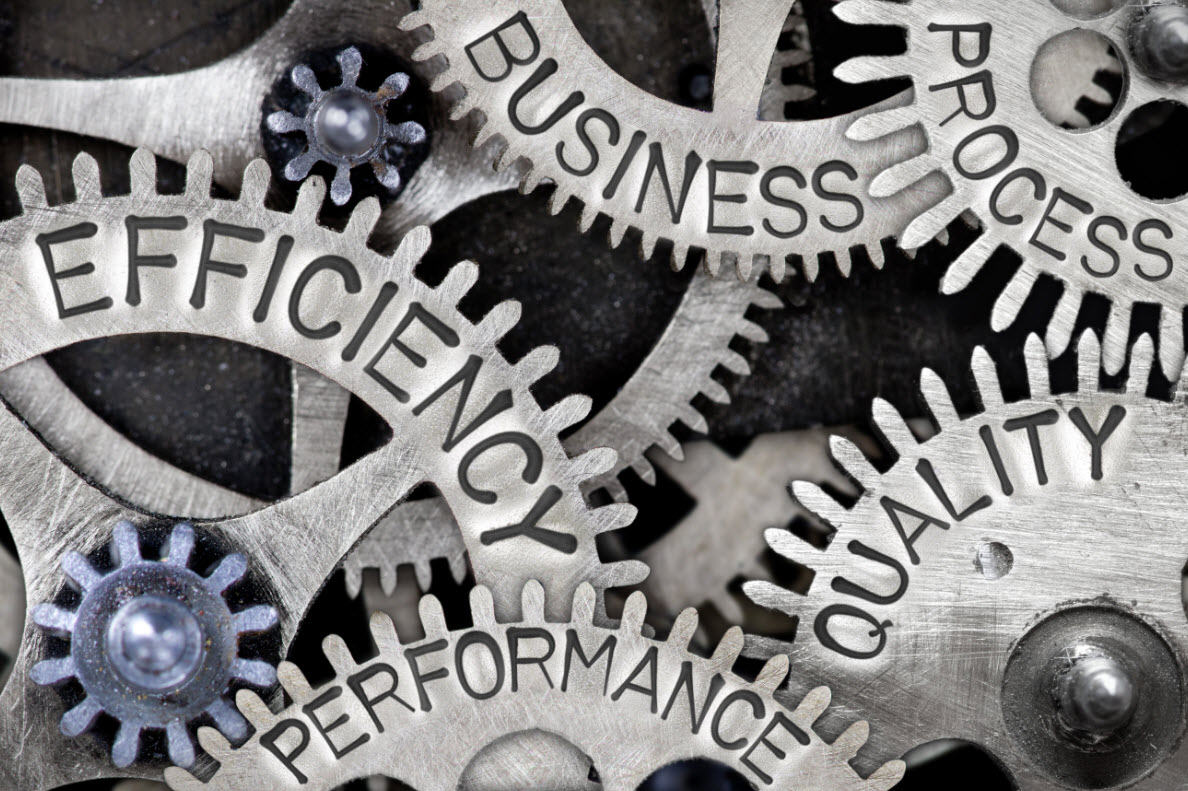 Gears stock photo with Business Process Efficiency Performance written on them